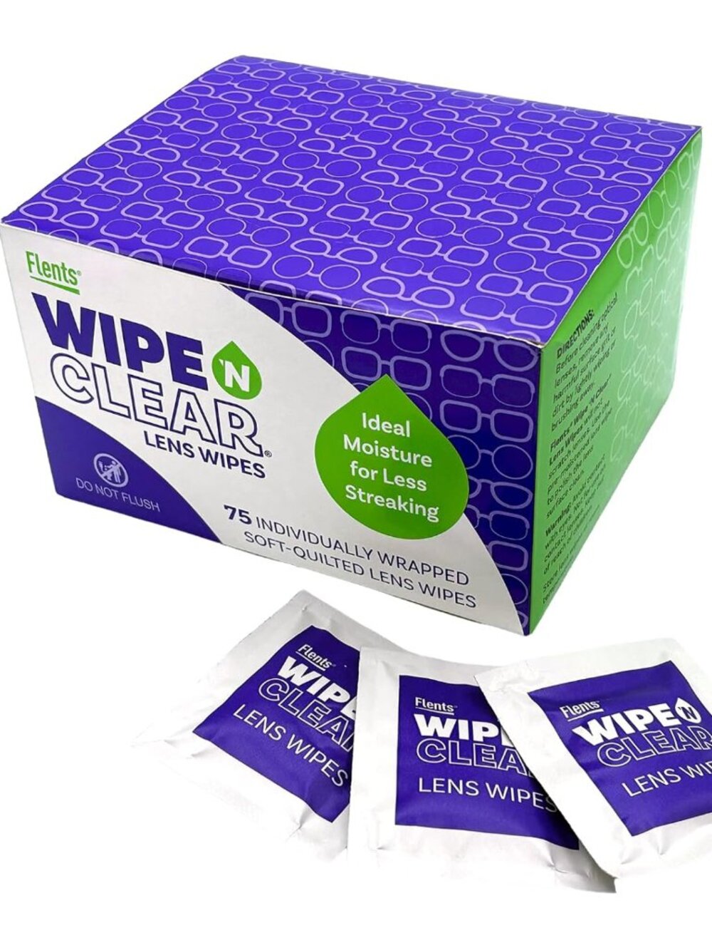 Flents Wipe N Clear Lens Wipes 75 Count 6 pack